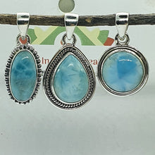 Load image into Gallery viewer, Larimar and Solid Sterling Silver Pendants