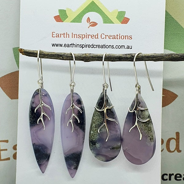 Purple agate earrings on sale