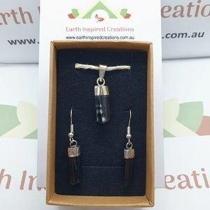 Black Tourmaline earring and pendant set