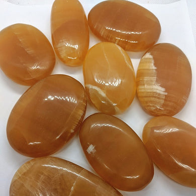 Honey Calcite Palm Stones